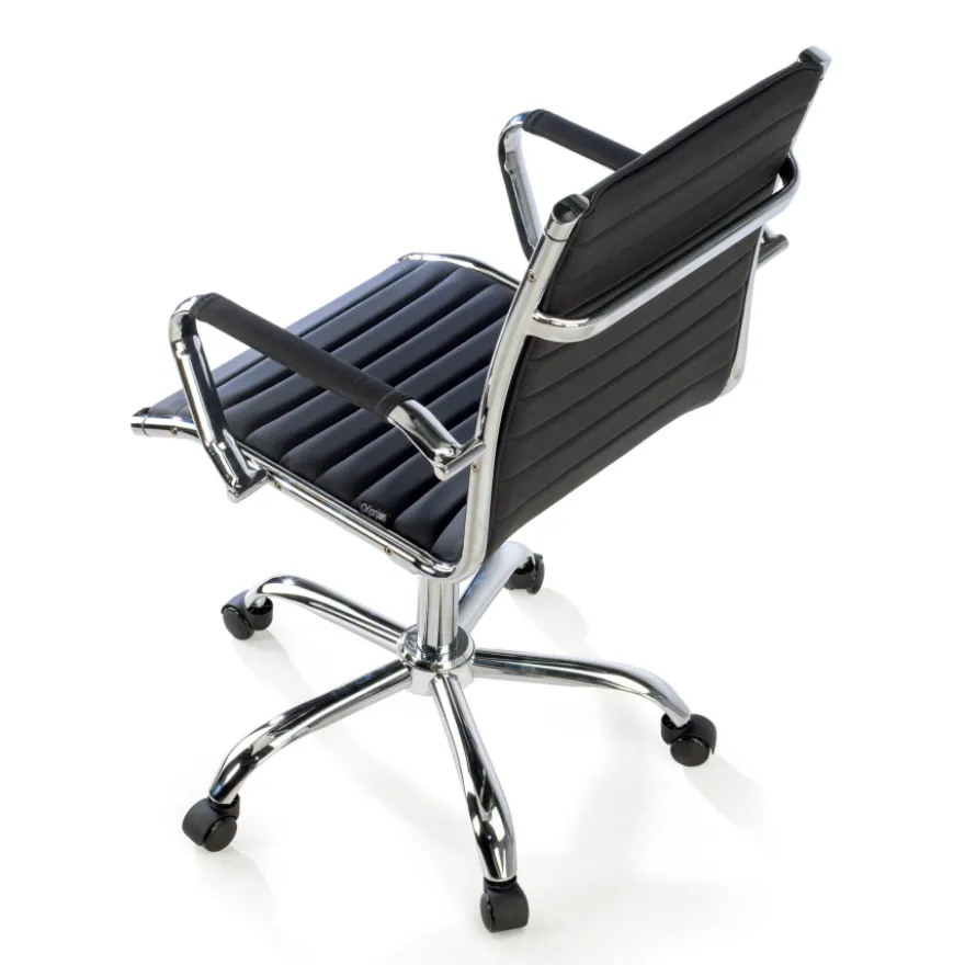 Sedia ufficio design Vogue, Struttura cromata, schienale basso