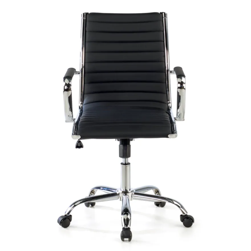Sedia ufficio design Vogue, Struttura cromata, schienale basso