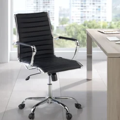 Sedia ufficio design Vogue, Struttura cromata, schienale basso