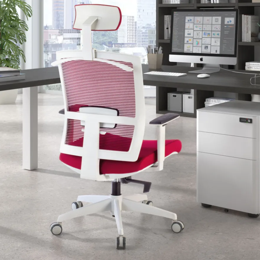 Sedia Ufficio Ergonomica Akira white con poggiatesta