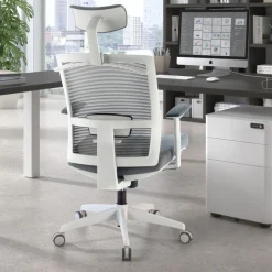 Sedia Ufficio Ergonomica Akira white con poggiatesta