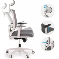 Sedia Ufficio Ergonomica Akira white con poggiatesta