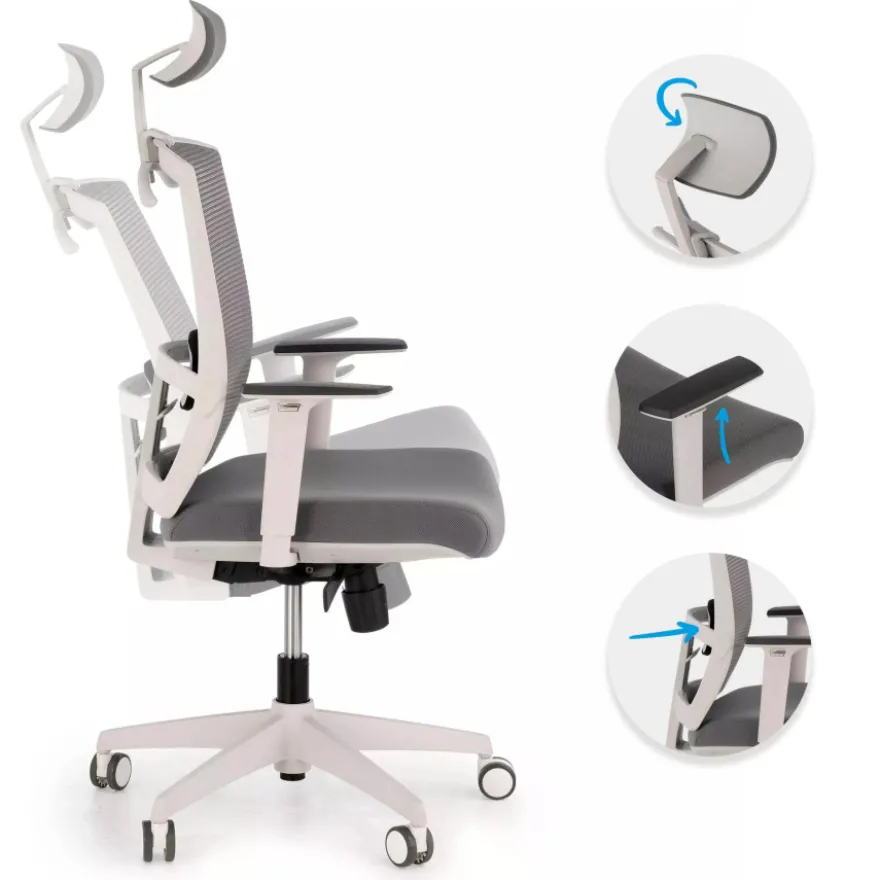 Sedia Ufficio Ergonomica Akira white con poggiatesta