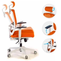 Sedia Ufficio Ergonomica Akira white con poggiatesta