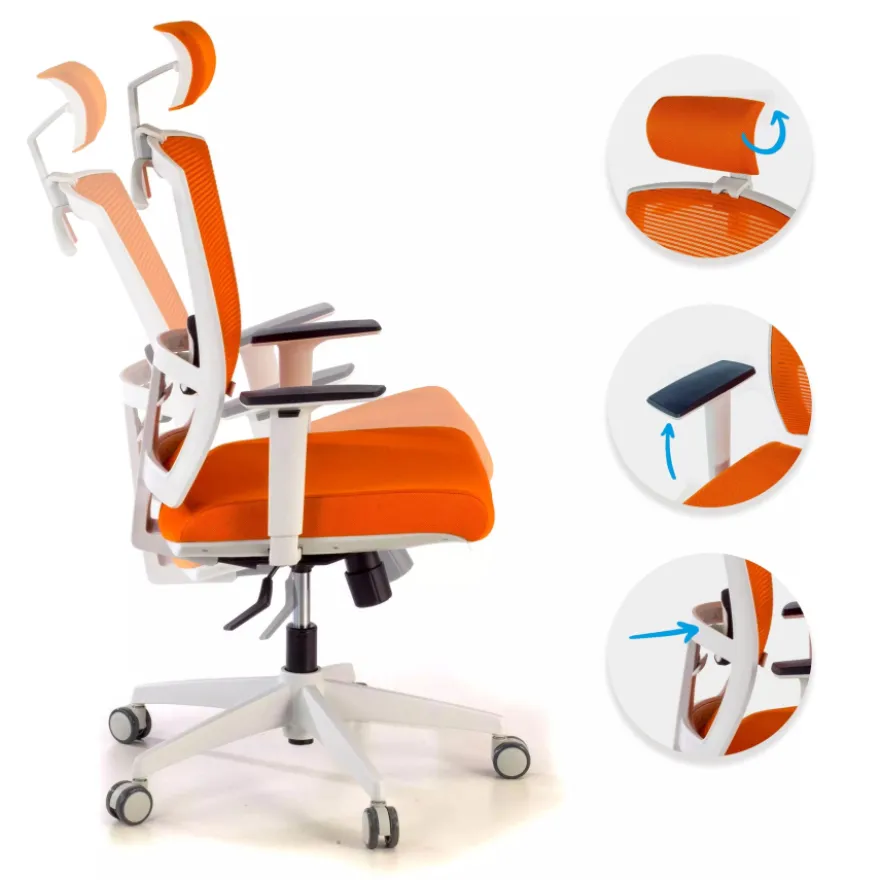 Sedia Ufficio Ergonomica Akira white con poggiatesta