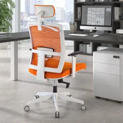 Sedia Ufficio Ergonomica Akira white con poggiatesta