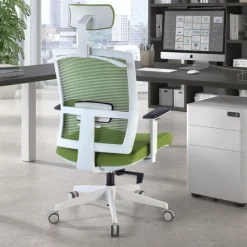 Sedia Ufficio Ergonomica Akira white con poggiatesta