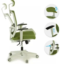Sedia Ufficio Ergonomica Akira white con poggiatesta