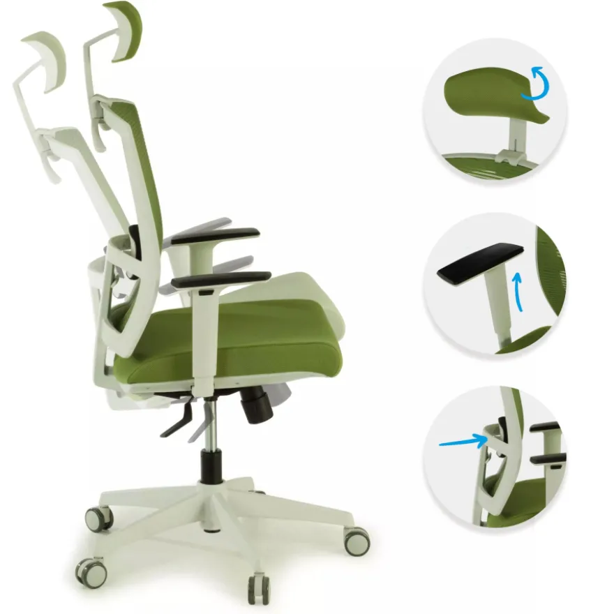 Sedia Ufficio Ergonomica Akira white con poggiatesta