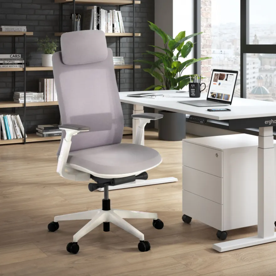 Sedia Ufficio Ergonomica Intouch white, Completamente Regolabile