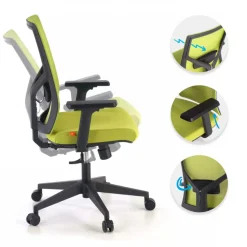 Sedia Ufficio Ergonomica Verdi, braccioli regolabili, supporto lombare,