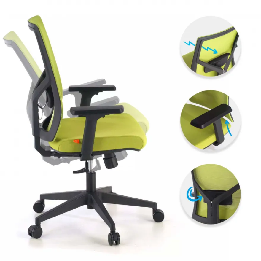 Sedia Ufficio Ergonomica Verdi, braccioli regolabili, supporto lombare,