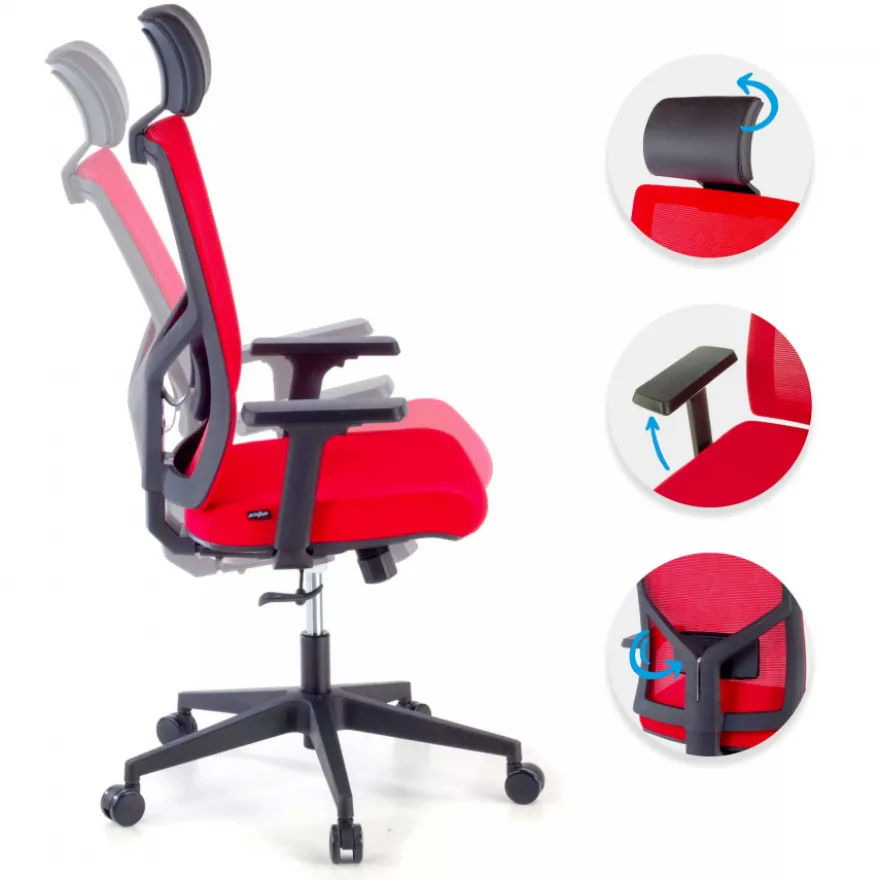 Sedia Ufficio Ergonomica Verdi, braccioli regolabili, con poggiatesta