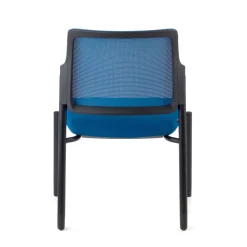 Sedia visitatore Hermes, base a 4 gambe, seduta ampia, schienale in rete