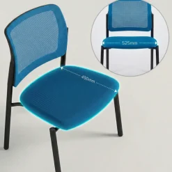 Sedia visitatore Hermes, base a 4 gambe, seduta ampia, schienale in rete
