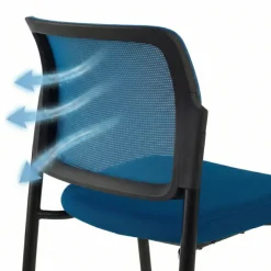 Sedia visitatore Hermes, base a 4 gambe, seduta ampia, schienale in rete