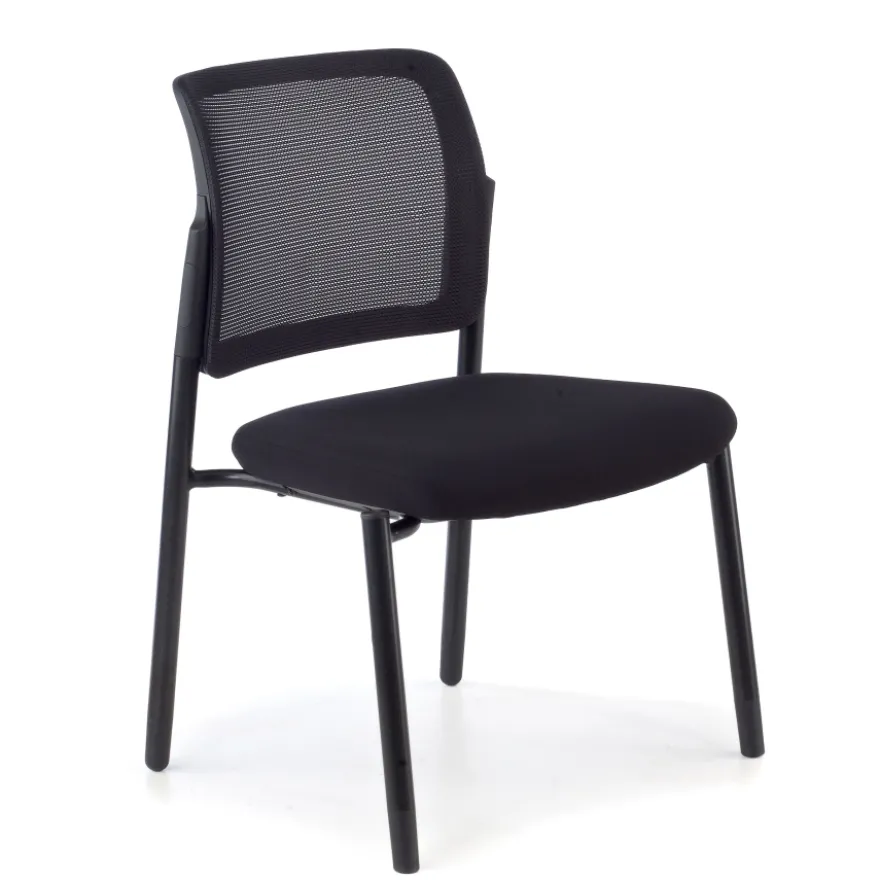 Sedia visitatore Hermes, base a 4 gambe, seduta ampia, schienale in rete