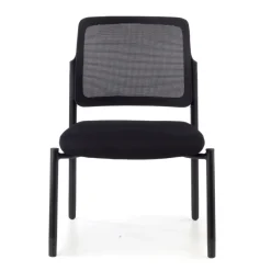 Sedia visitatore Hermes, base a 4 gambe, seduta ampia, schienale in rete