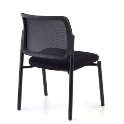 Sedia visitatore Hermes, base a 4 gambe, seduta ampia, schienale in rete