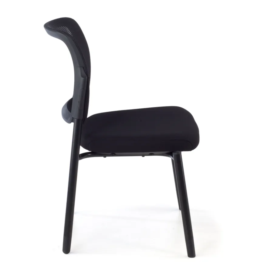 Sedia visitatore Hermes, base a 4 gambe, seduta ampia, schienale in rete