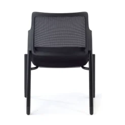 Sedia visitatore Hermes, base a 4 gambe, seduta ampia, schienale in rete