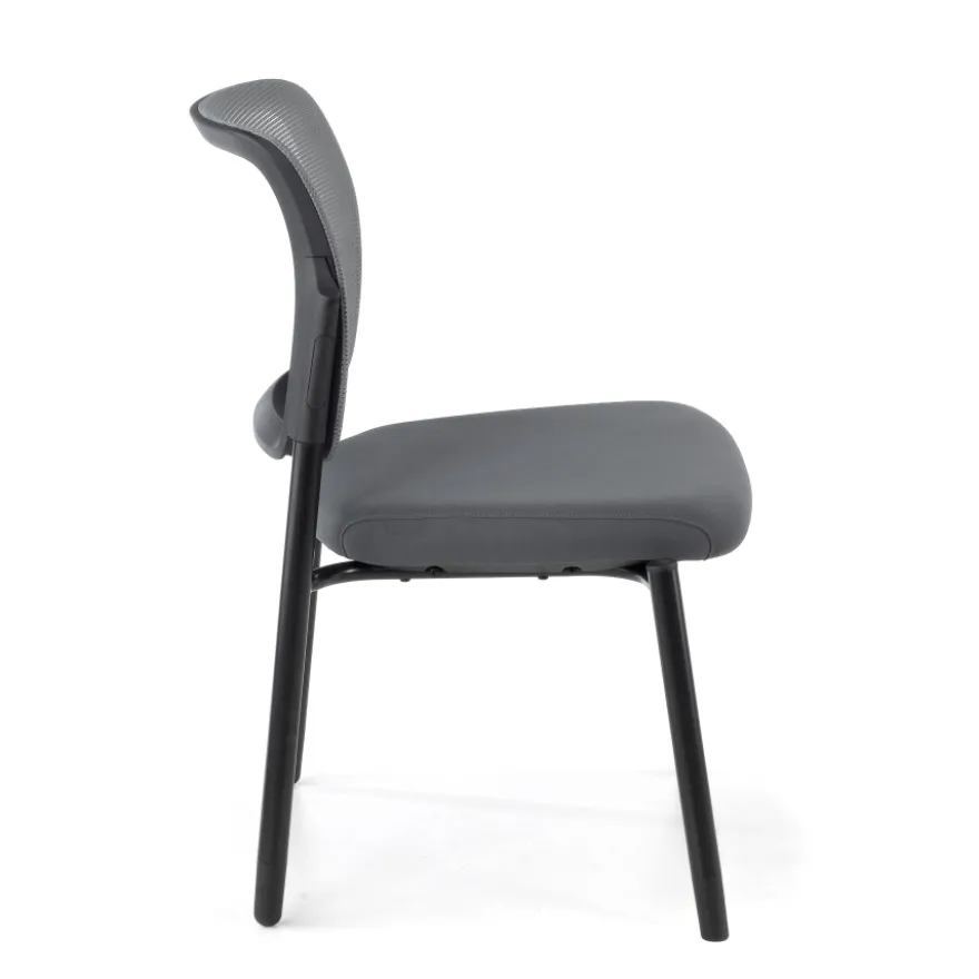 Sedia visitatore Hermes, base a 4 gambe, seduta ampia, schienale in rete