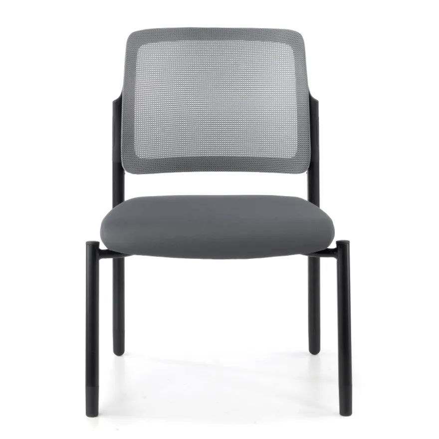 Sedia visitatore Hermes, base a 4 gambe, seduta ampia, schienale in rete