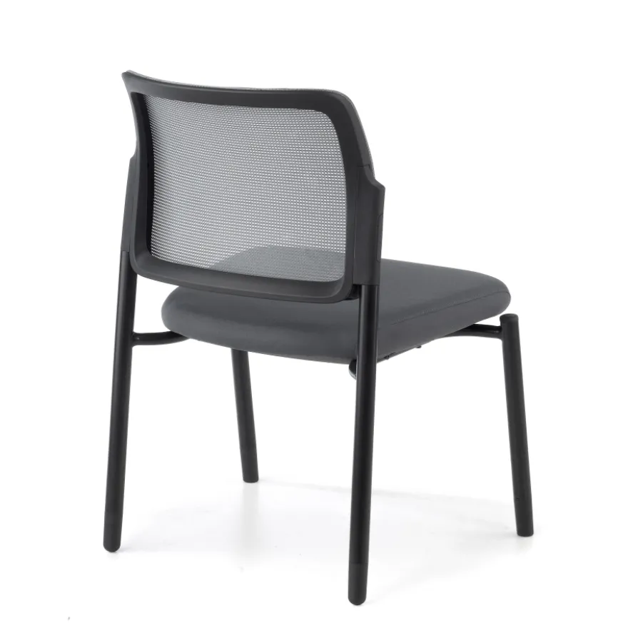 Sedia visitatore Hermes, base a 4 gambe, seduta ampia, schienale in rete