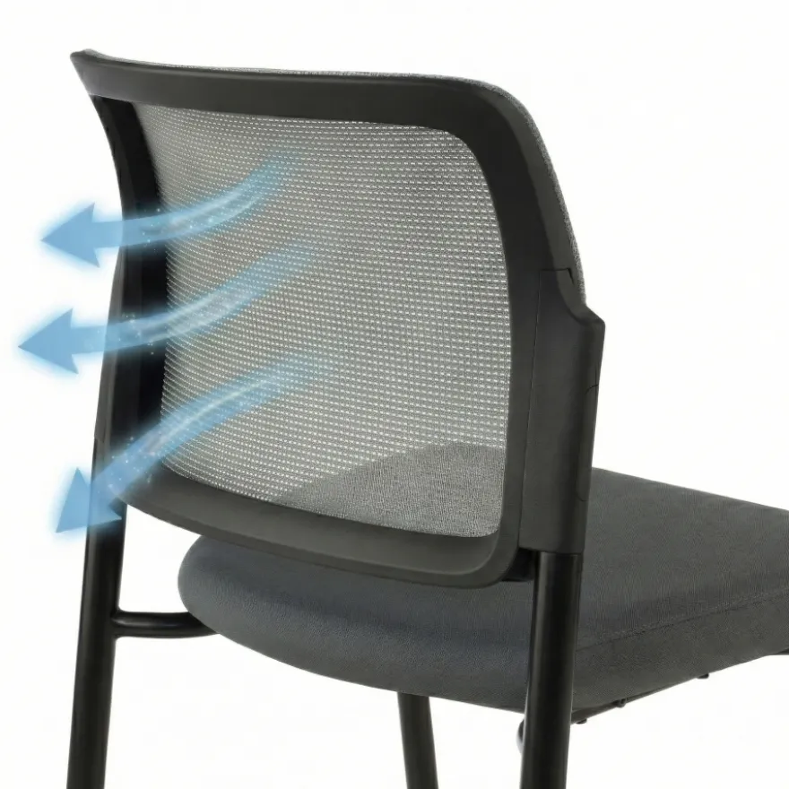 Sedia visitatore Hermes, base a 4 gambe, seduta ampia, schienale in rete