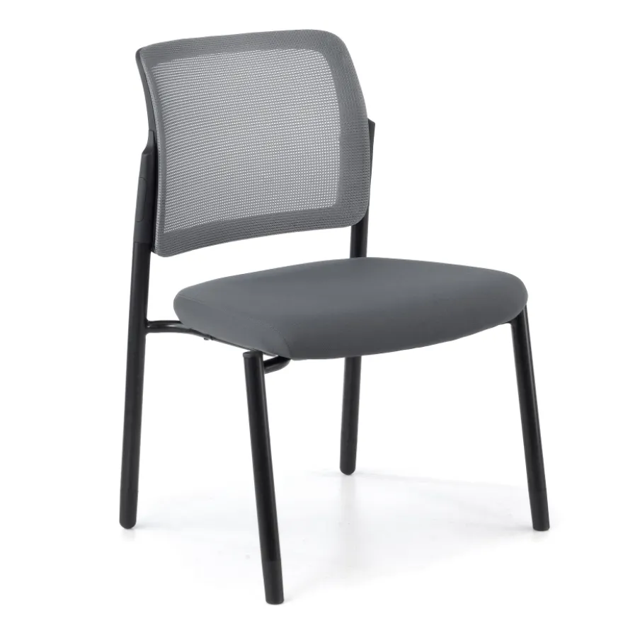 Sedia visitatore Hermes, base a 4 gambe, seduta ampia, schienale in rete
