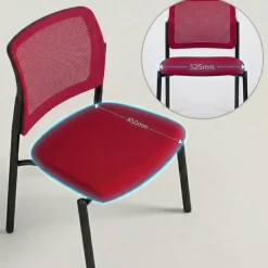 Sedia visitatore Hermes, base a 4 gambe, seduta ampia, schienale in rete