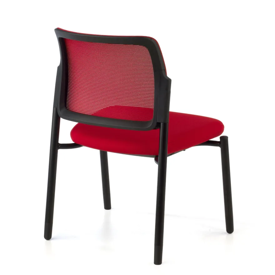 Sedia visitatore Hermes, base a 4 gambe, seduta ampia, schienale in rete