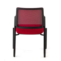 Sedia visitatore Hermes, base a 4 gambe, seduta ampia, schienale in rete