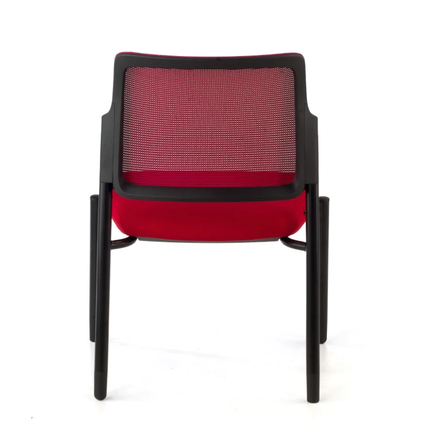 Sedia visitatore Hermes, base a 4 gambe, seduta ampia, schienale in rete