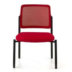 Sedia visitatore Hermes, base a 4 gambe, seduta ampia, schienale in rete