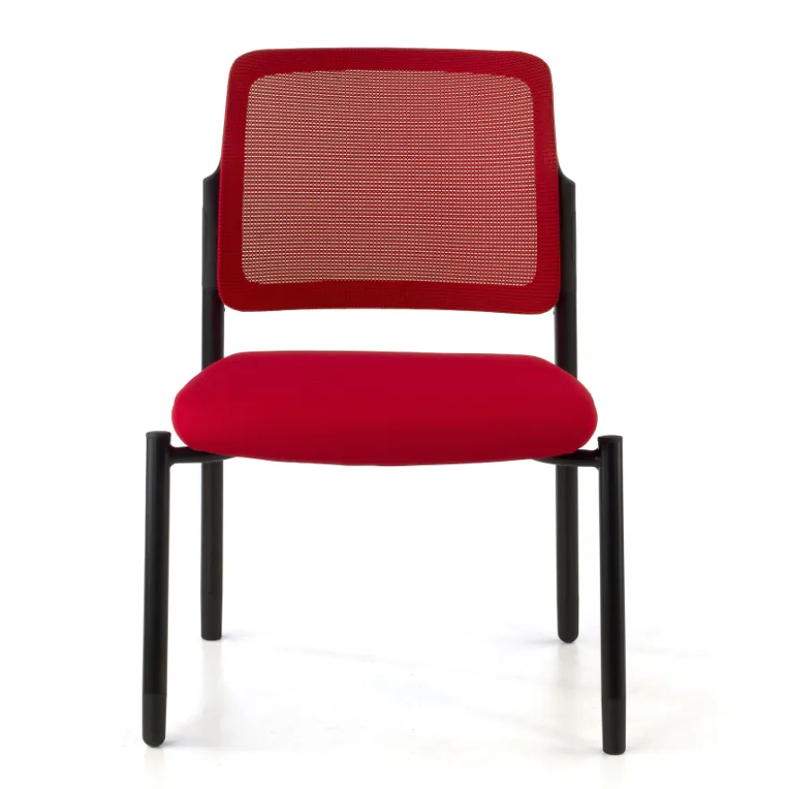 Sedia visitatore Hermes, base a 4 gambe, seduta ampia, schienale in rete