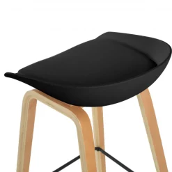 Sgabello alto Helsinki in stile nordico con gambe in legno