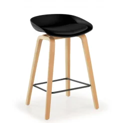 Sgabello alto Helsinki in stile nordico con gambe in legno