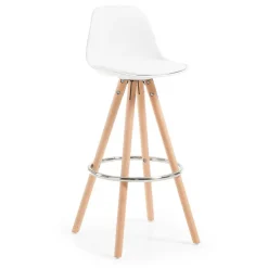 Sgabello alto Norway con gambe in legno, design scandinavo