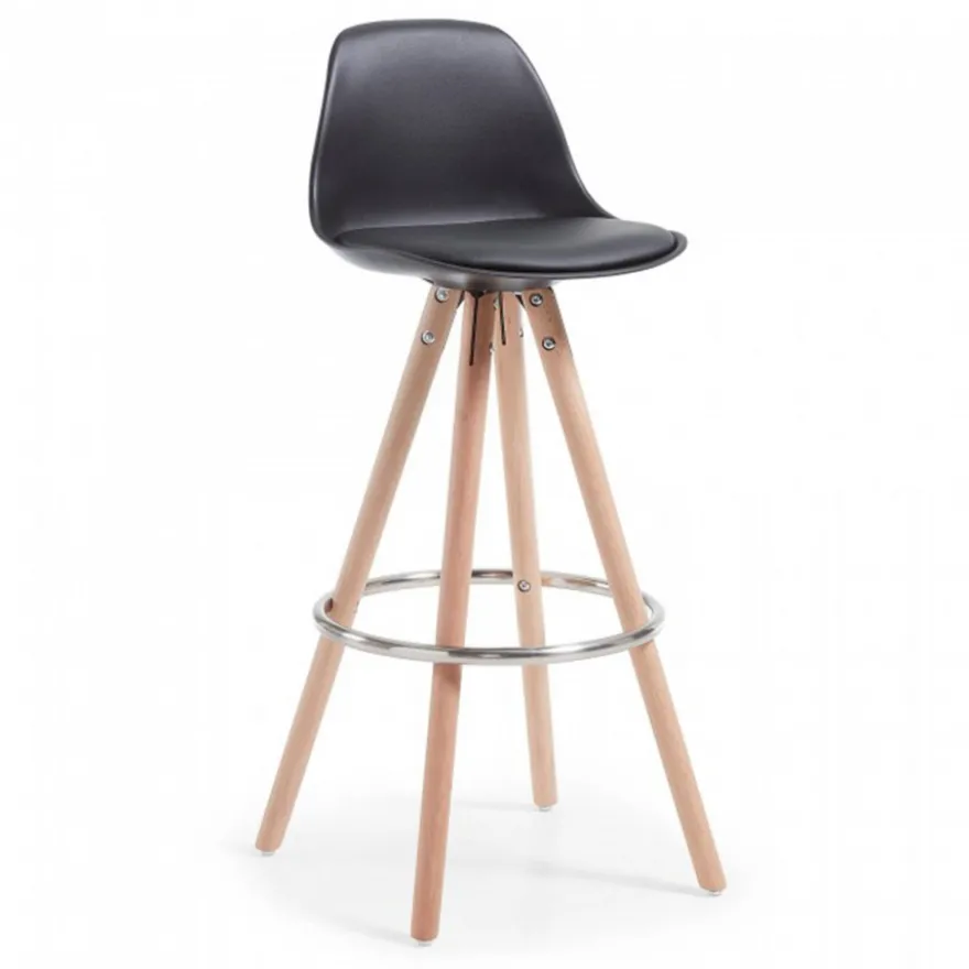Sgabello alto Norway con gambe in legno, design scandinavo