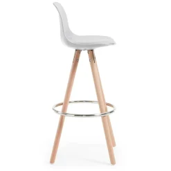 Sgabello alto Norway con gambe in legno, design scandinavo