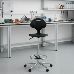 Sgabello da laboratorio TopWork, altezza e schienale regolabili