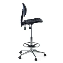 Sgabello da laboratorio TopWork, altezza e schienale regolabili