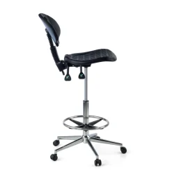 Sgabello da laboratorio TopWork, altezza e schienale regolabili