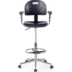 Sgabello da lavoro con braccioli MaxWork X1, anello poggiapiedi