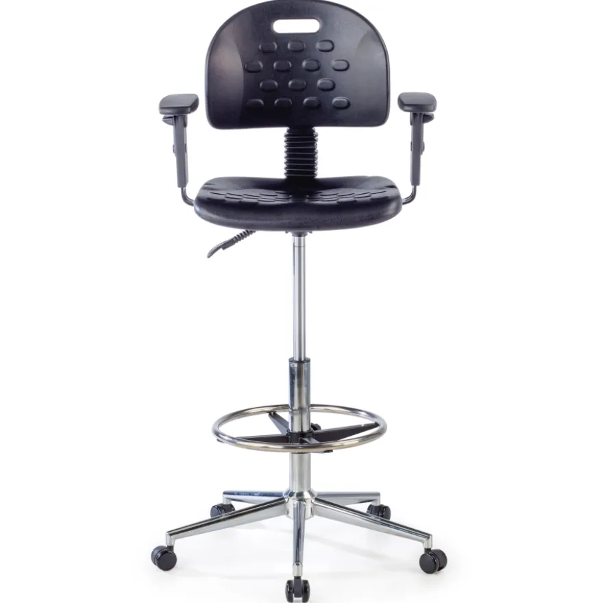 Sgabello da lavoro con braccioli MaxWork X1, anello poggiapiedi