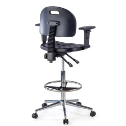 Sgabello da lavoro con braccioli MaxWork X1, anello poggiapiedi