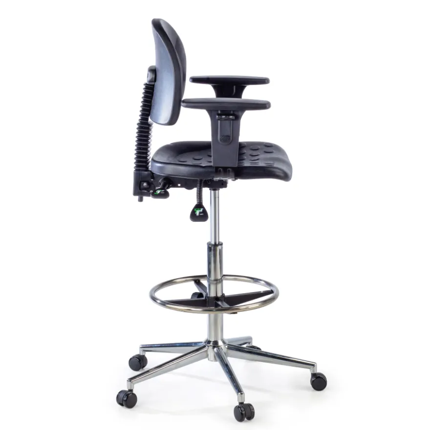 Sgabello da lavoro con braccioli MaxWork X1, anello poggiapiedi