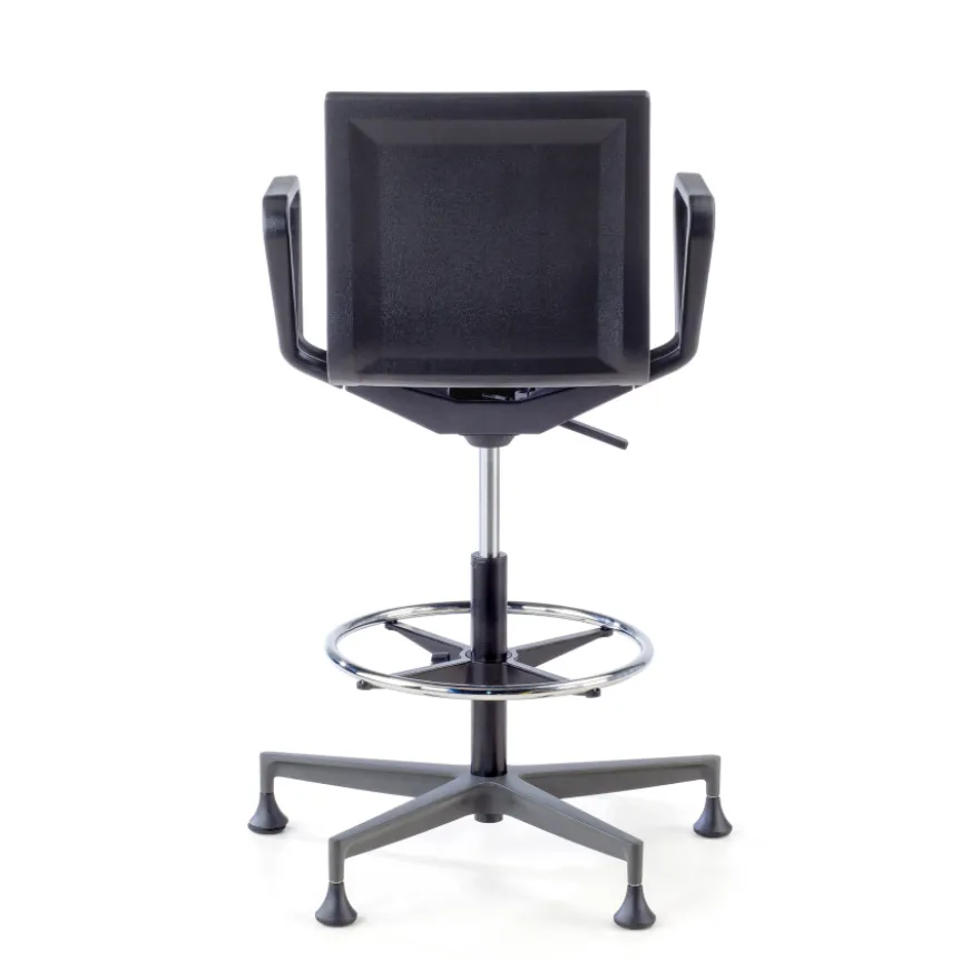 Sgabello da lavoro con schienale Cupra, braccioli regolabili