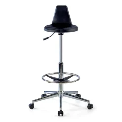 Sgabello da lavoro con schienale Polytec, ergonomico